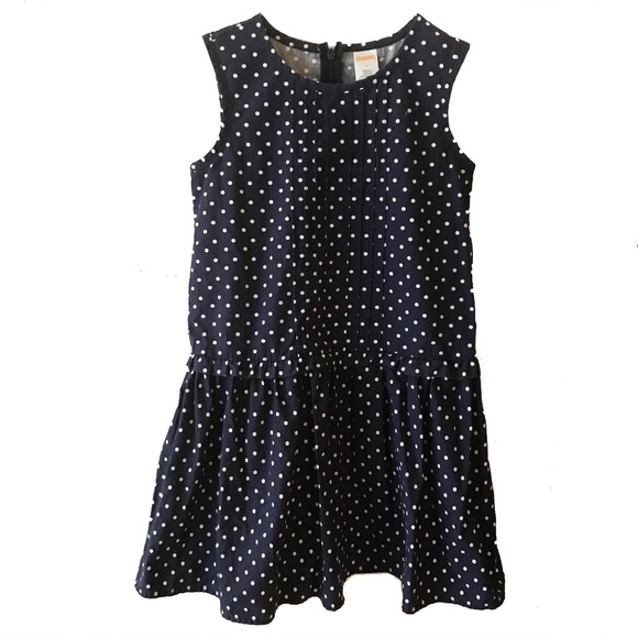 NWOT GYMBOREE GIRL'S 100% COTTON NAVY AND WHITE POLKA DOT DRESS SIZE 7 - Picture 1 of 5
